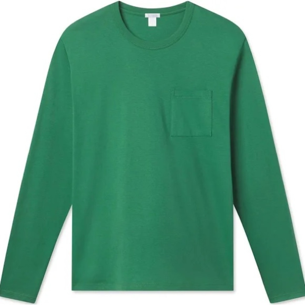 Lake Pajama's Men's Green Long‎ Sleeve Tee Prima Cotton